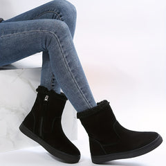 Solid Suede Snow Boots with Side Zipper