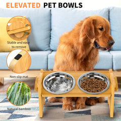 Adjustable Elevated Dog Bowls with 2 Stainless Steel Bowls