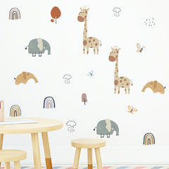 Cartoon Giraffe Elephant Children's Bedroom Wall Sticker