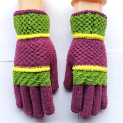 Vintage Warm Wool Gloves Winter Women Print Knitted 1pair
