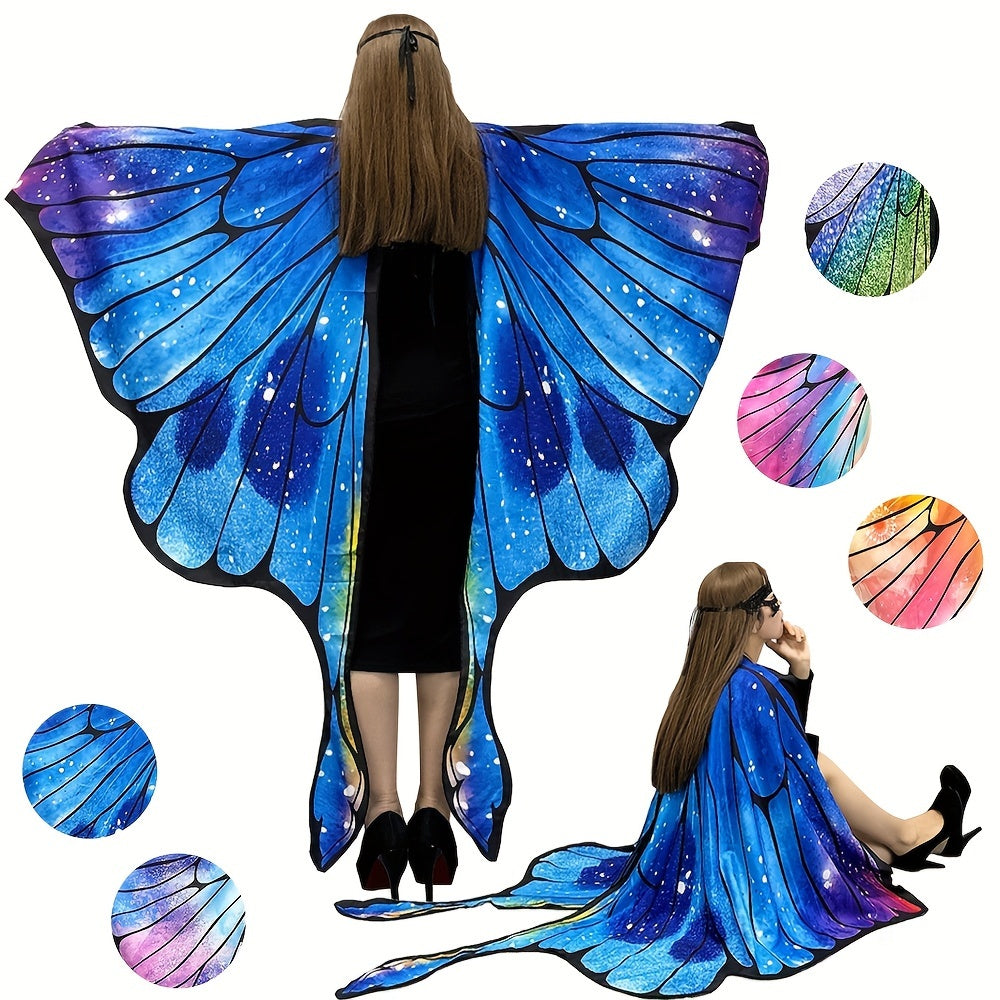 Adult Butterfly Wing Cape Set with Antenna Headband & Lace Mask