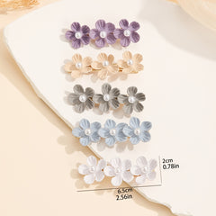 5pcs Pearl Flower Hairclip Barrette Hairpin Snap Clip Party Prom