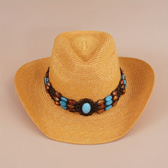 Cowboy Straw Hat Summer Sun Protection Jazz Large Brim Beach Hat