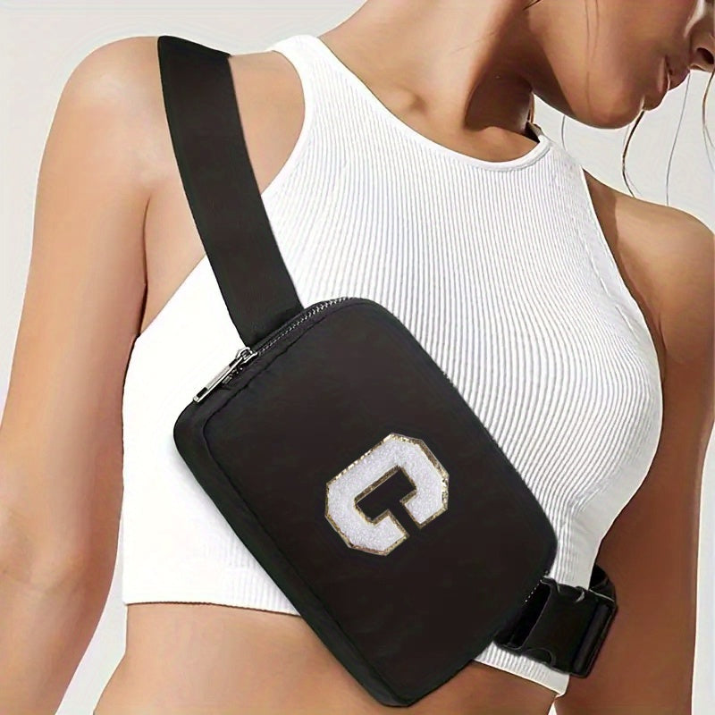 Chenille Letter Patch Belt Bag Small Waist Pouch Fanny Pack