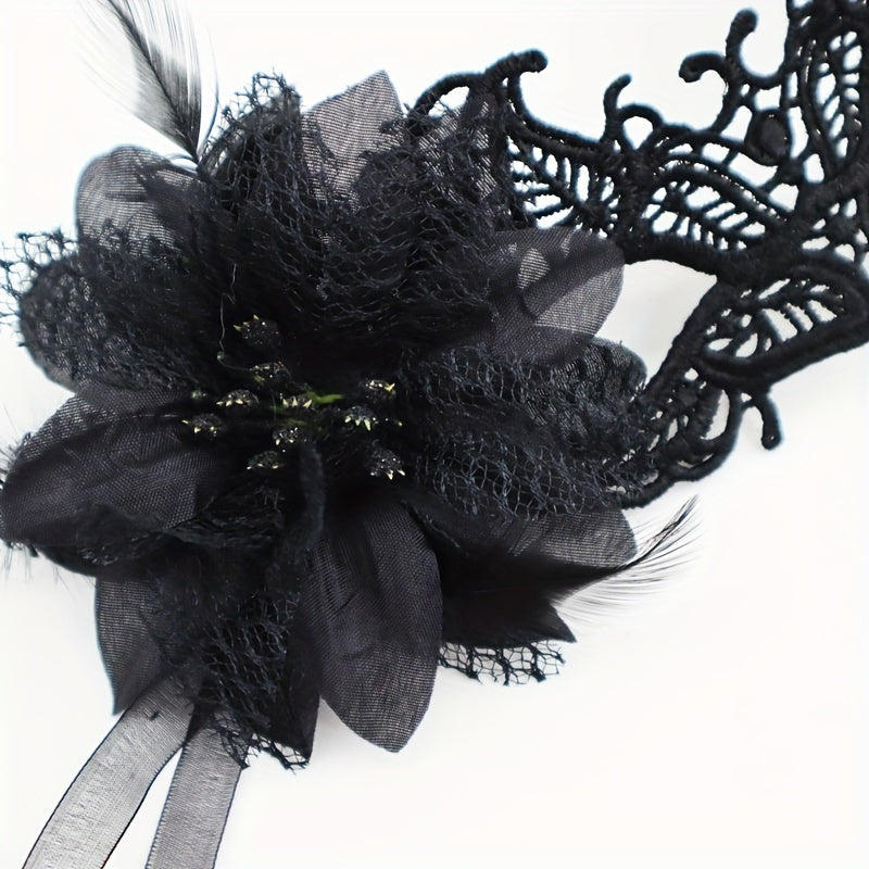 Double Yarn Lace Fire Head Side Flower Mask
