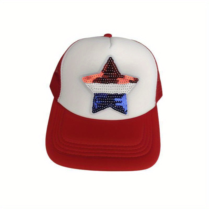 Sequin Pentagram Patch Trucker Hat Mesh Baseball Cap Unisex Sunshade Dad Hats