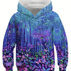Kids 3D Flower Forest Print Hooded Sweatshirt for Boys & Girls