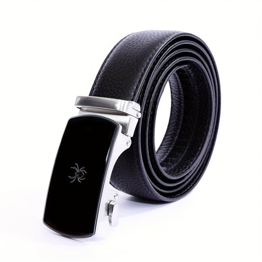 Men's Leather Business Belt Spider Pattern Automatic Buckle Belt