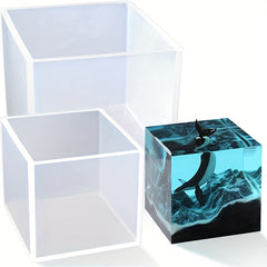 Large Transparent Silicone Cube Mold for Resin Casting
