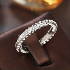925 Silver Zircon Ring Wedding Promise Eternity Engagement Female Anniversary Gi