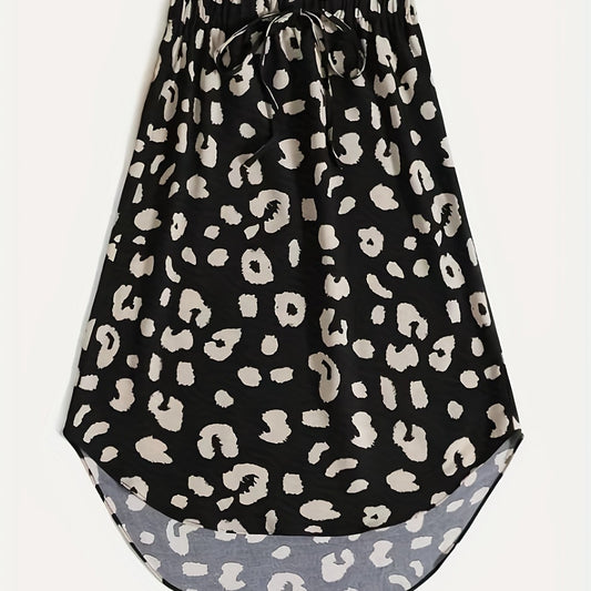 Leopard Print Drawstring Skirt Women's Casual Skirt