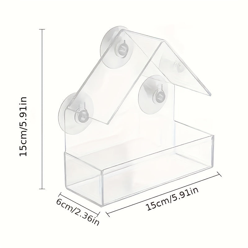 Clear Plastic Window Bird Feeder with Suction Cups - Bird House