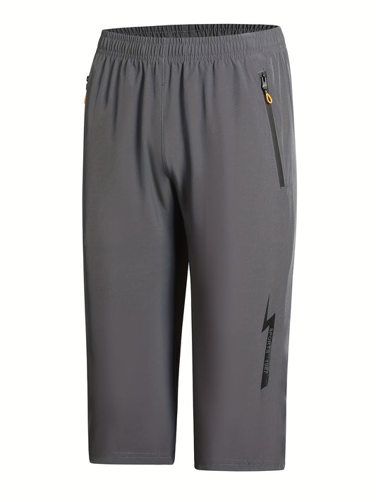 Men's Stretch Sports Shorts Quick Dry Zip Pockets Gym Training Pants