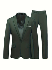 Men's Slim Fit 1 Button Suit Blazer and Pants Set