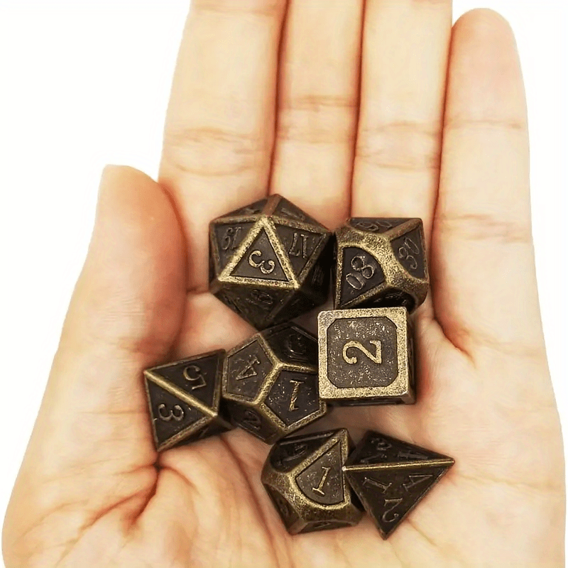 7pcs Metal Dice Set for Boards and Clubs - Retro Design - Christmas Gift