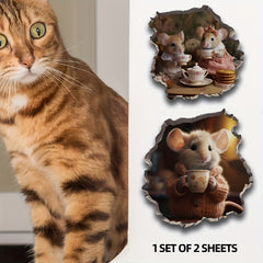 2pcs Funny Mouse Stickers Waterproof Adhesive Decoration