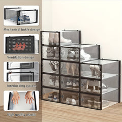 12pcs Shoe Rack Box With Door Stackable Shoe Cabinet Drawer