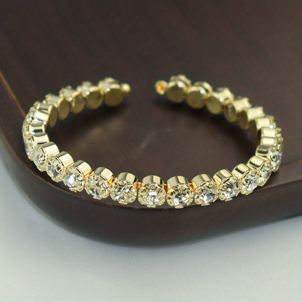 Rhinestone Inlaid Bridal Bangle Bracelet