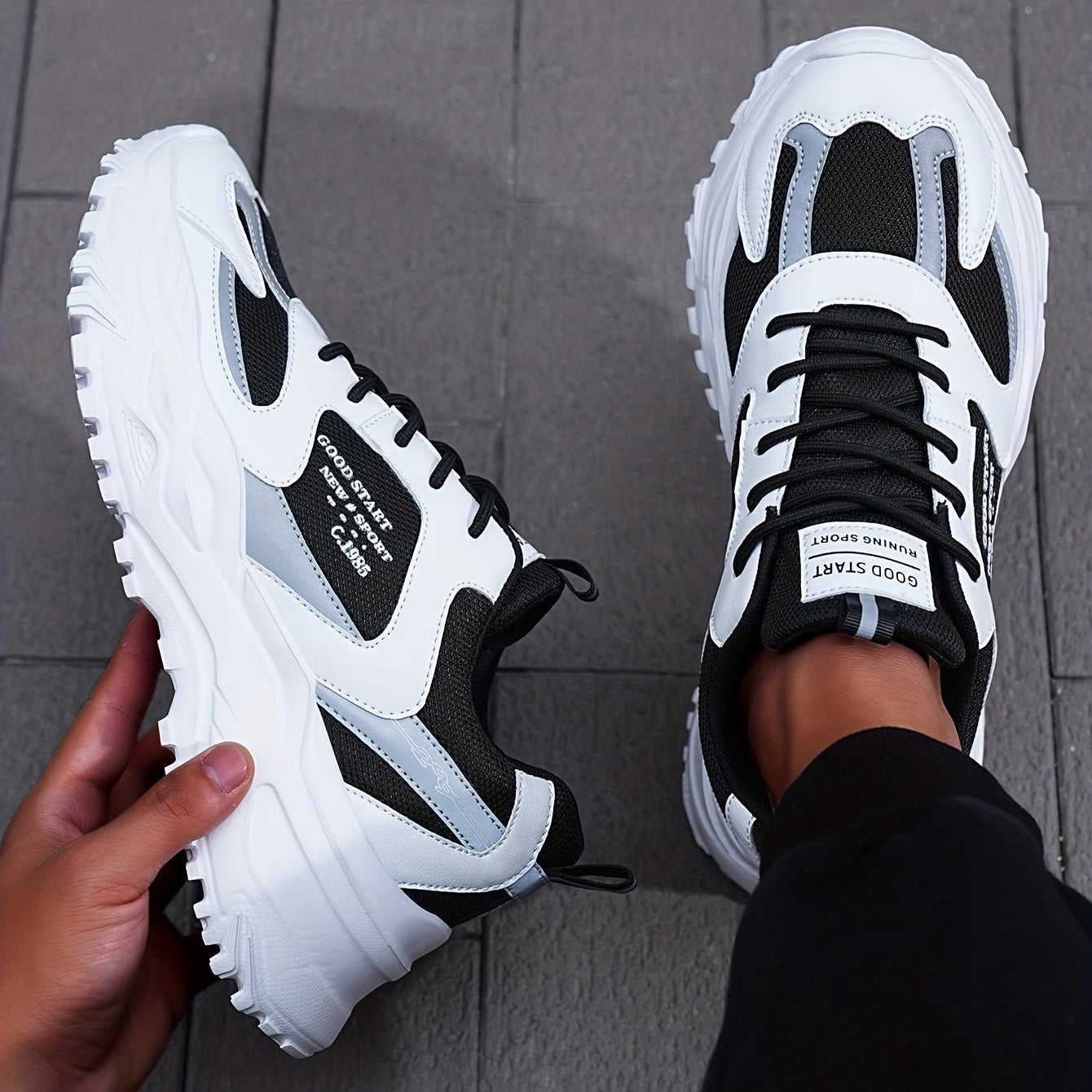 Women's Lace Up Mesh Sneakers Breathable Walking Shoes Chunky Sneakers