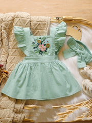 Floral Embroidery Baby Girl Dress Set