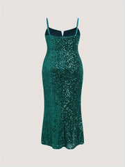  Sequin Decor Bodycon Midi Cami Party Dress