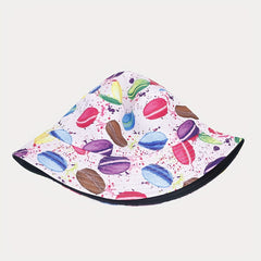 Hamburger Pattern Reversible Bucket Hat Outdoor Sunshade Basin Hat
