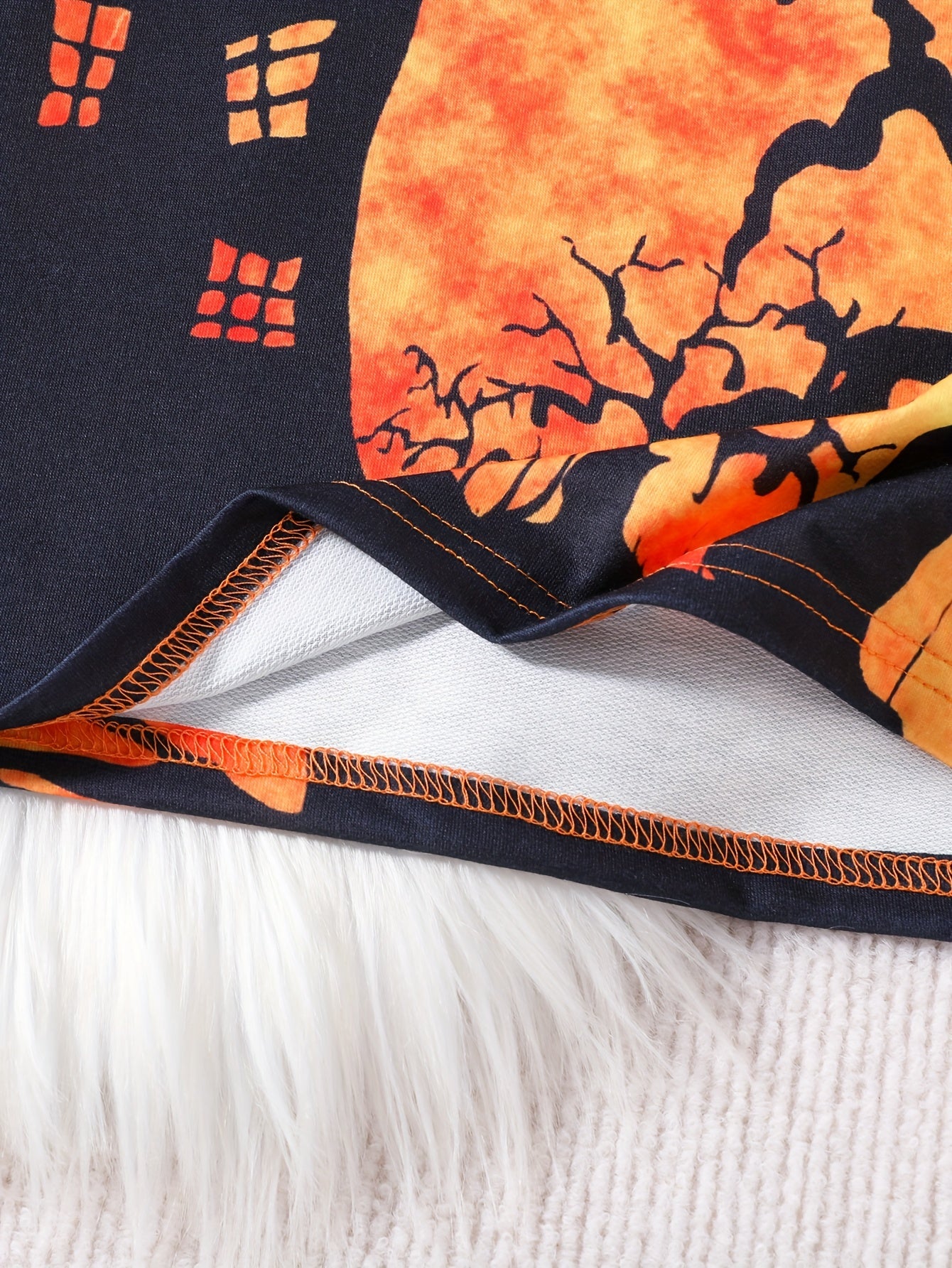 3D Printed Halloween Castle Long-sleeved T-shirt for Kids