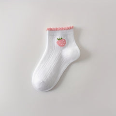 5 Pairs Girls Heart Floral Socks for Spring and Summer