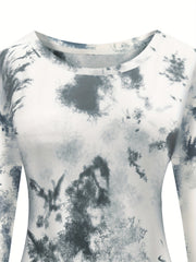  Tie Dye Long Sleeve Casual Dress