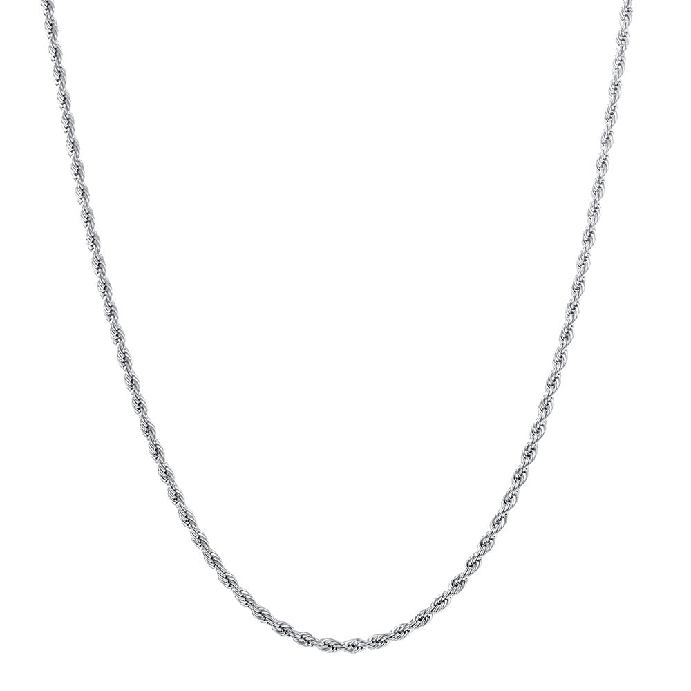 1pc Golden Silver Twist Chain Necklace Men Women Couple Necklace