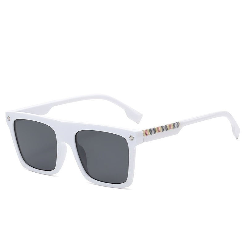 Plaid Print Oversized Square Sunglasses For Women UV400 Protection
