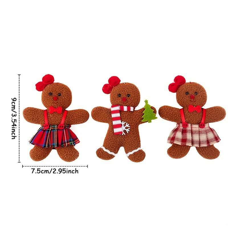 3pcs Gingerbread Man Ornaments For Christmas Tree