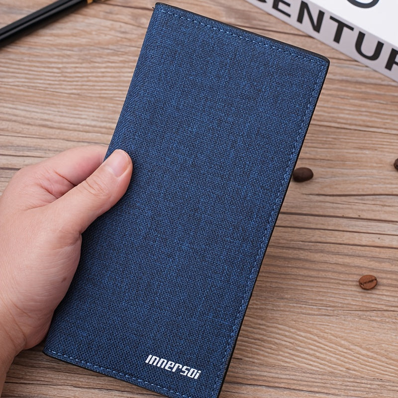 Men's Slim Canvas Long Wallet with 13 Card Slots