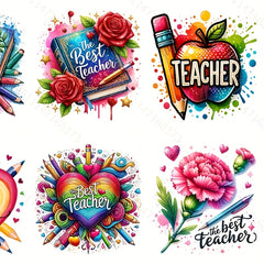 12pcs Teacher Themed Mug Stickers UV DTF High Adhesion Waterproof Decals