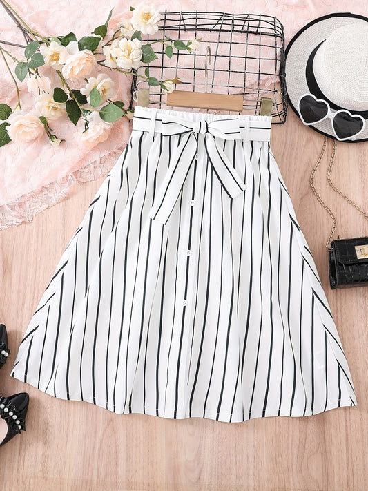 Girls' Striped Long Skirt - Party-Ready Kids Clothing