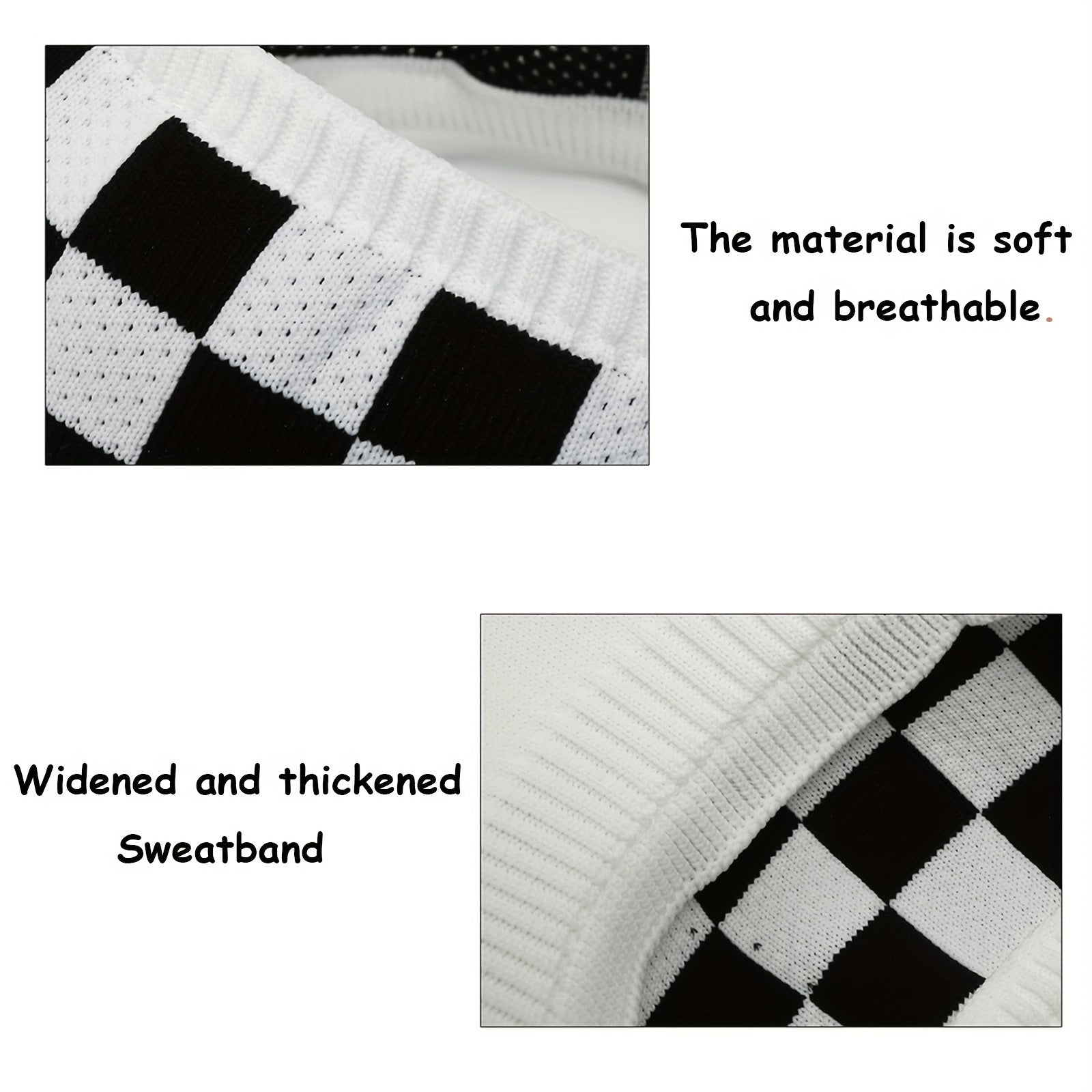 Plaid Pattern Knitted Visor Hat Elastic UV Protection Ponytail Sun Hats