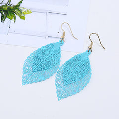 Hollow Gradient Leaf Drop Earrings Women's Accessories