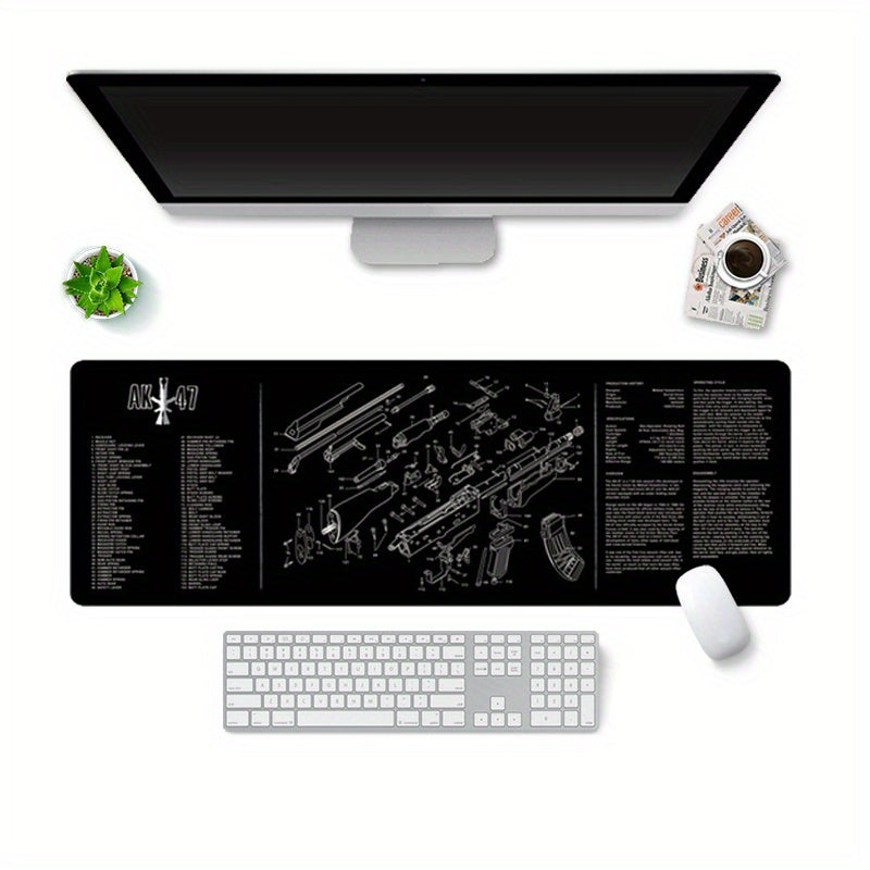 Large Desk Protector Mat with Toy Weapon Disassembly Map Print