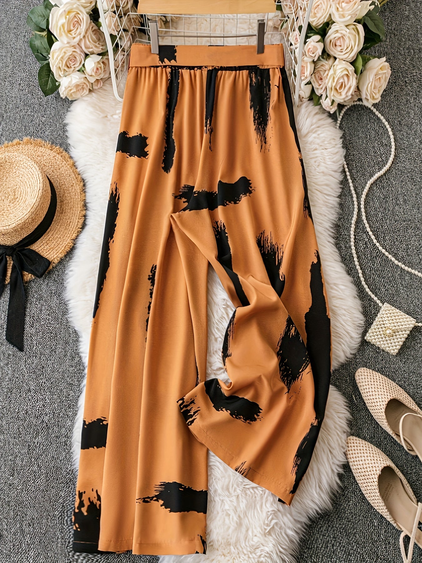  Wide Leg Trousers with Belt