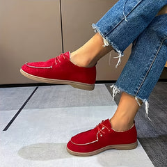 Women's Plush Loafers Fleece Liner Lace Up Shoes