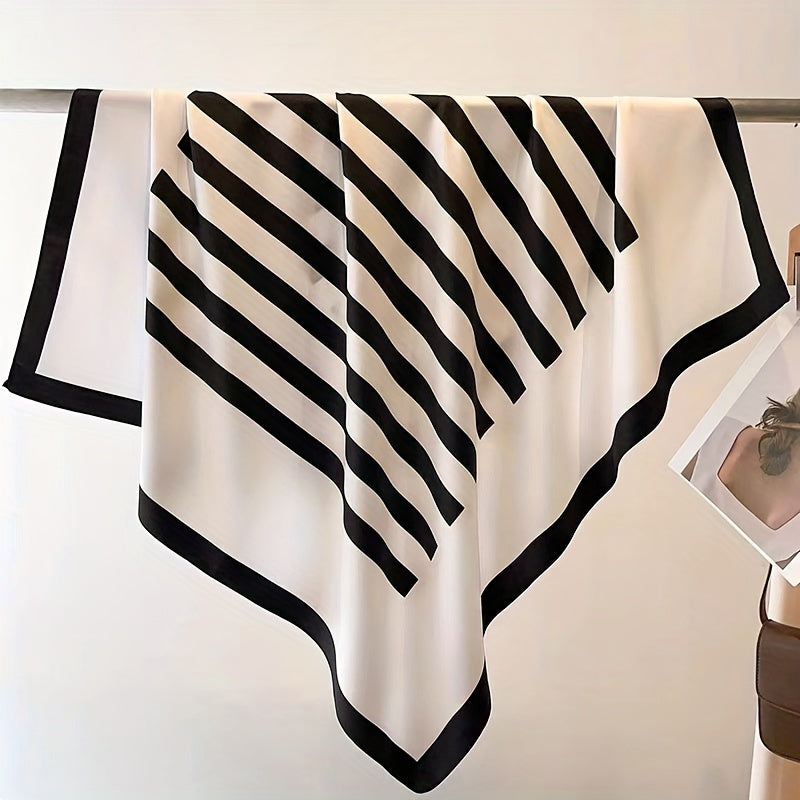 Striped Shawl Bandana Silk Satin Square Scarf Head Wrap