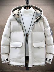 Men's Casual Fleece Hooded Jacket Camo Lining Winter Outwear