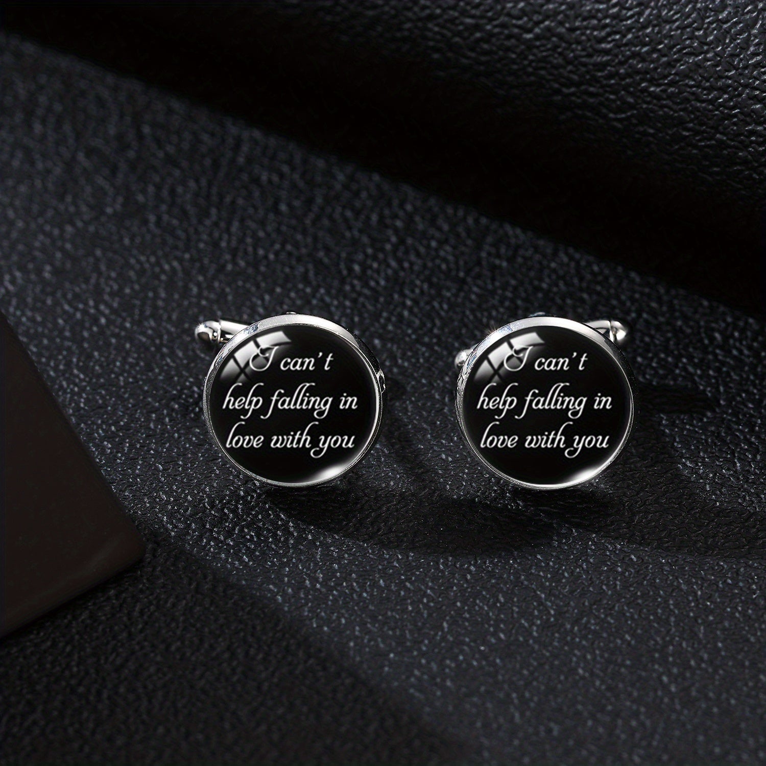Personalized I Love You More & Can't Help Falling In Love Cufflinks