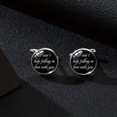 Personalized I Love You More & Can't Help Falling In Love Cufflinks