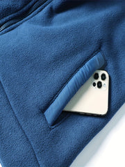 Men's Fleece Stand Collar Zip Up Jacket