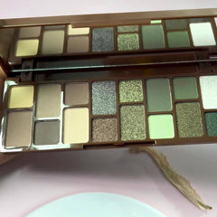 16-Shade Eyeshadow Palette Browns & Greens Matte & Glitter Finish