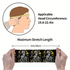 Skull Motorcycle Headband Unisex Sweat Wicking Stretchy Breathable Polyester