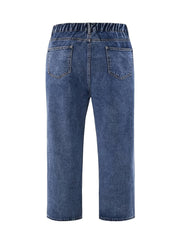 Women's Plus High Rise Straight Leg Jeans Loose Fit Denim Pants