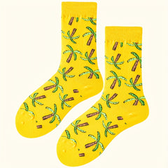 Coconut Tree Print Socks Women's Stockings