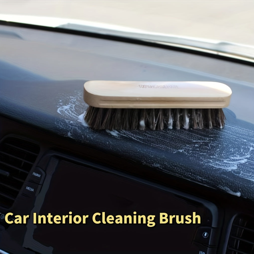 Car Wash Brush Horsehair Wooden Brush for Detailing Polishing Buffing Cleaning